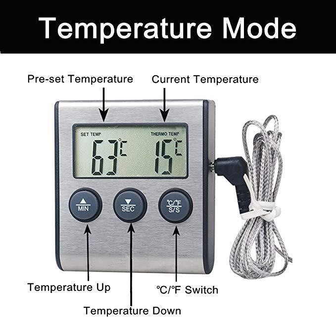 Kitchen Digital Probe Thermometer Digital Display BBQ Thermometer Food Thermometer Electronic Timer