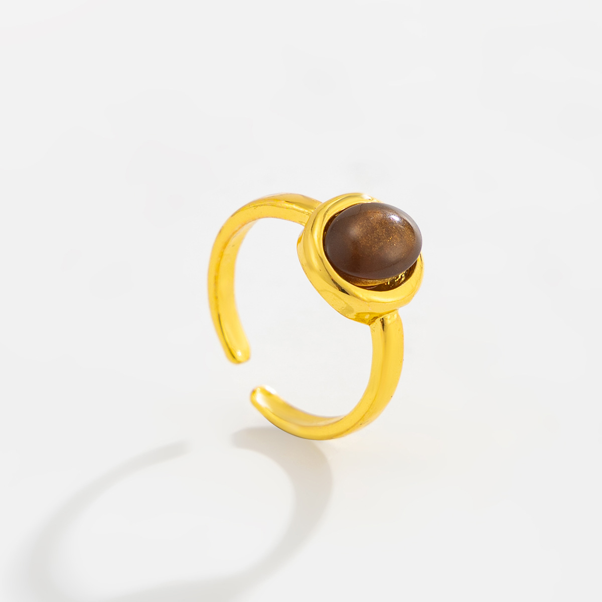 Geometric gem open toe ring metal smooth tiger stone ring toe ring