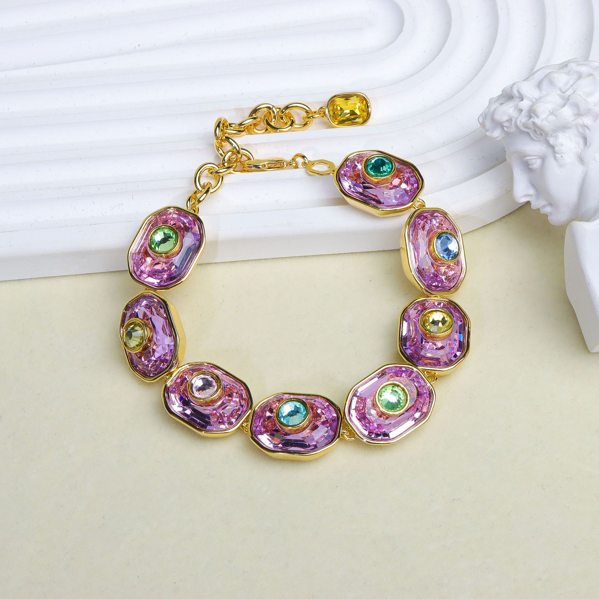 Fresh and sparkling crystal micro-set super shiny bracelet necklace design element set for women
