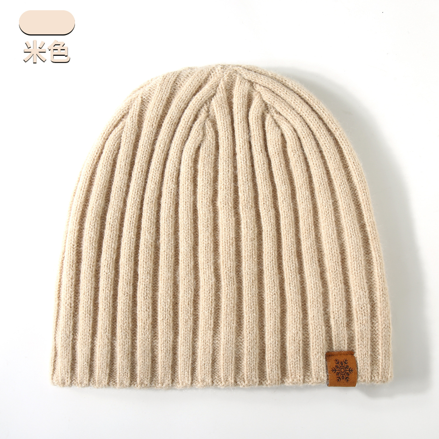 Knitted Hat New Winter Warm Double-Layer Wool Hat Unisex Loose Earflap Knit Hat