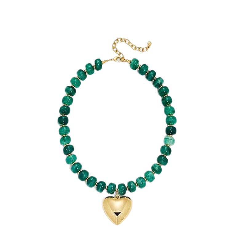 Acrylic Resin Bohemian Colorful Beaded Heart Necklace Women's Choker New Arrival