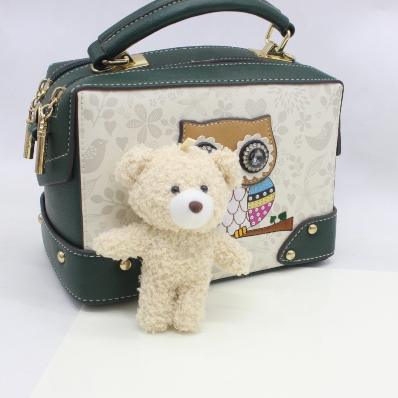 Conjoined Teddy Bear Plush Toy Keychain Bag Charm Cute Big Head Accessories Sweater Doll