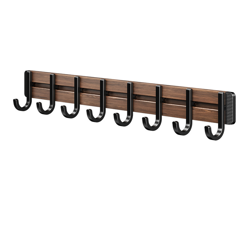 No-Drill Hooks, Space-Gray Aluminum Rail Hooks, Walnut-Finish Coat Hooks, Gunmetal Gray Kitchen Storage Adhesive Hooks, Bathroom Hooks