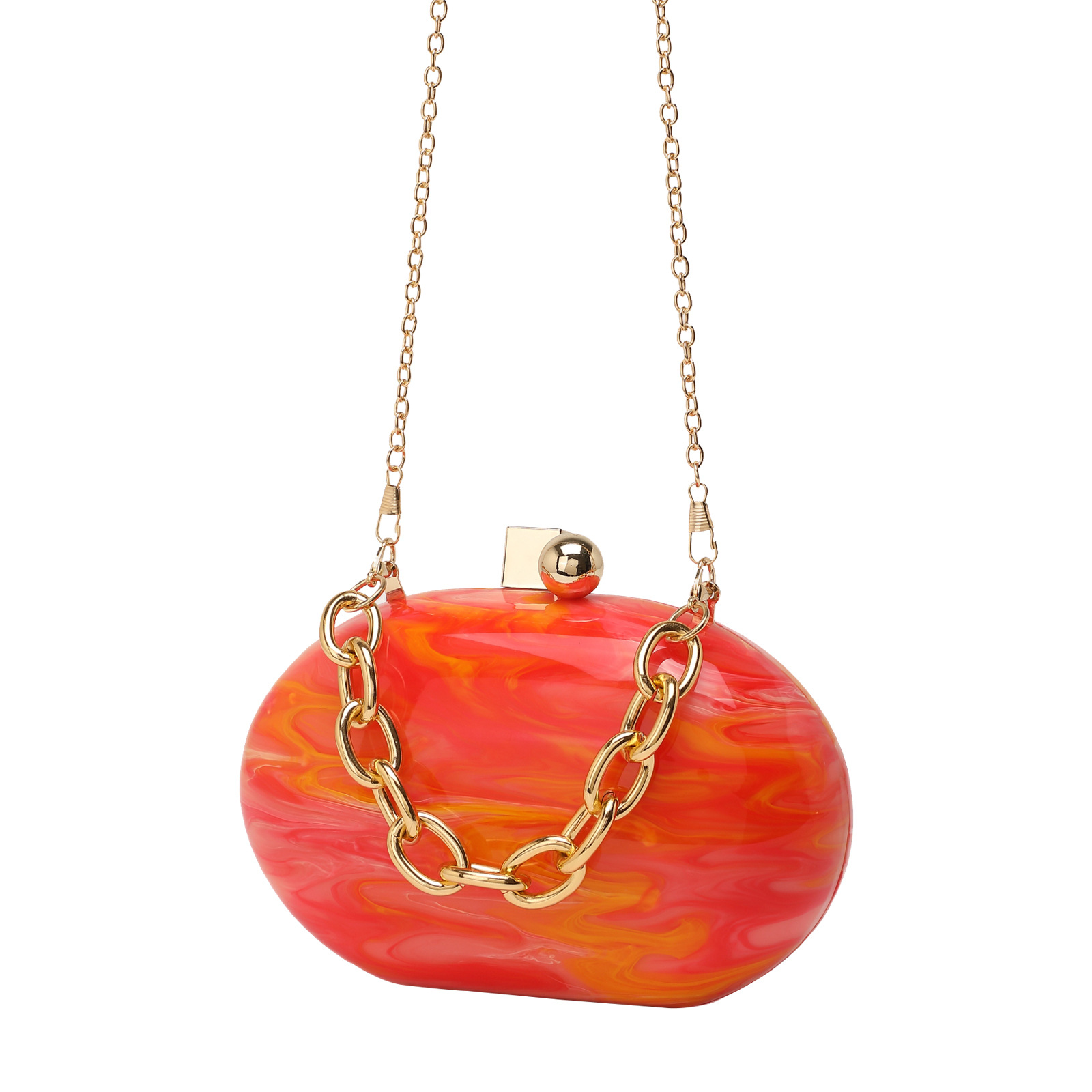 2024 New Oval Acrylic Evening Bag Wind Chain Crossbody Shoulder Clutch Handbag