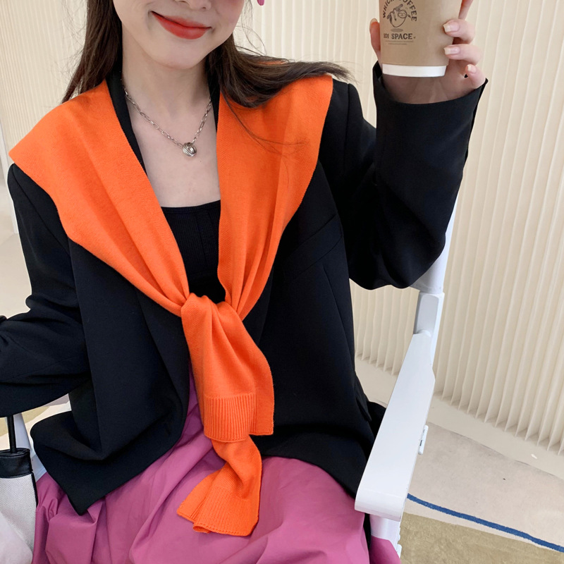 Knitted small shawl for women, spring/autumn/summer air-conditioned room neck protection cape, thin outerwear matching skirt shirt