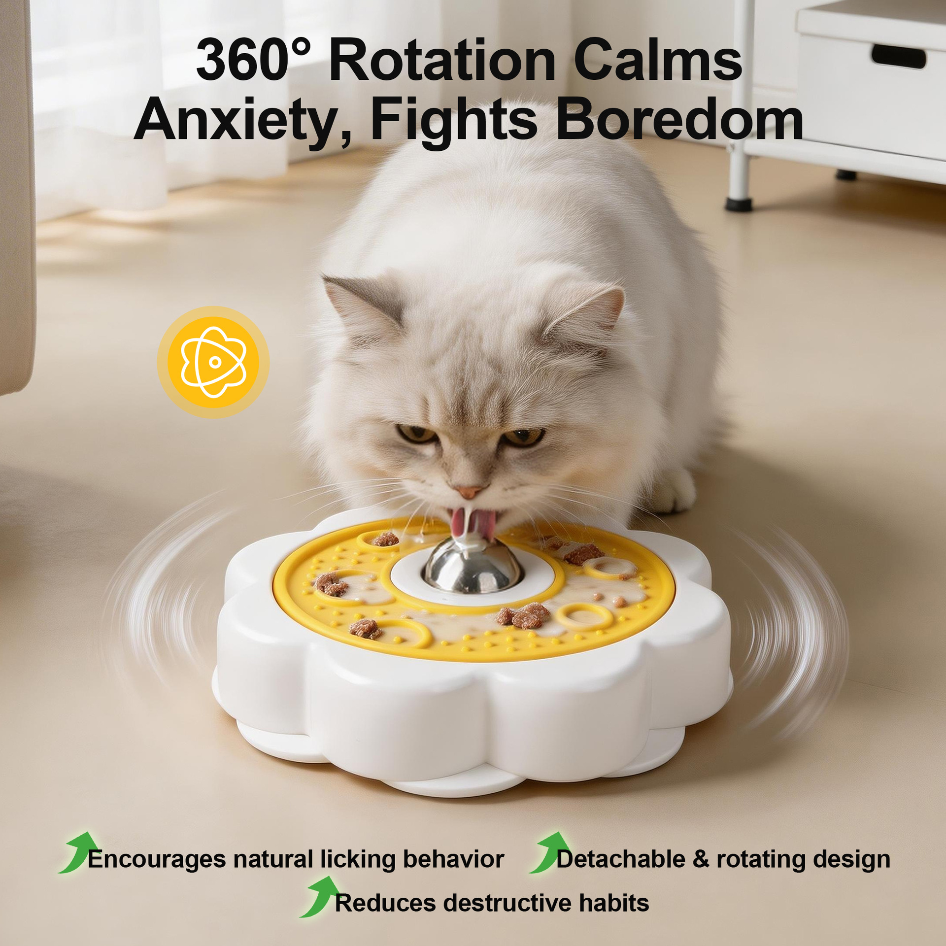 afp Rotating Detachable Stainless Steel Ball Pet Licking Pad Self-entertainment Relieve Boredom Anti-choking Slow Feeding Interactive Slow Feeder Toy