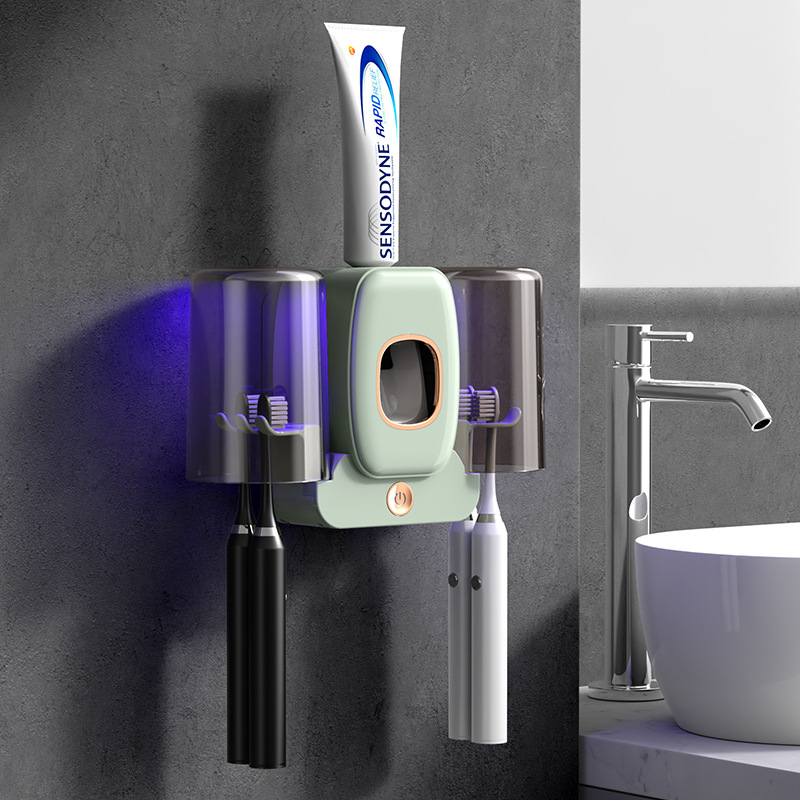 New sterilizing toothbrush holder smart toothbrush sterilizer UV sterilization no-drill wall-mounted storage rack sterilization