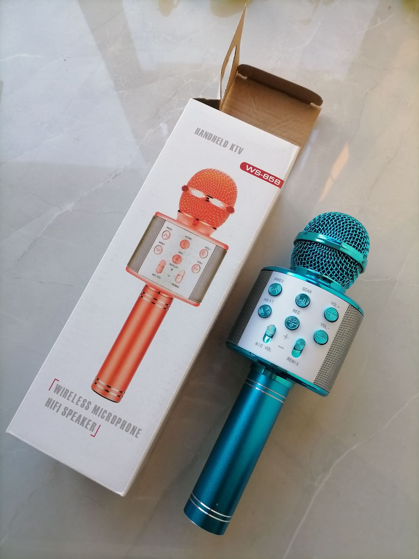 WS858 Phone Microphone Wireless Bluetooth Microphone K12 Song Phone Microphone Bluetooth Speaker K Song Bao