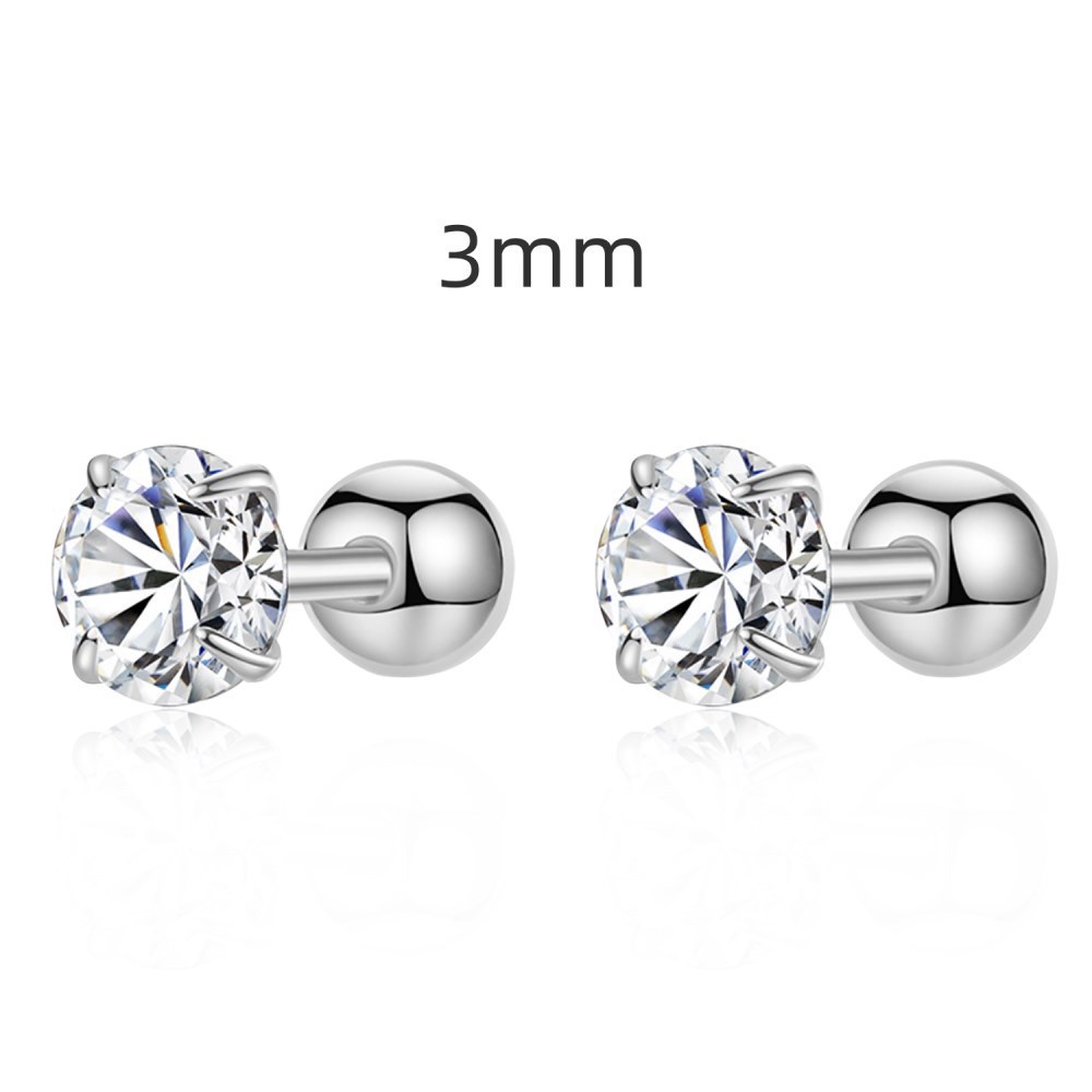 S925 sterling silver ear studs for women, small high-carbon diamond 5A grade zircon earrings ear accessories