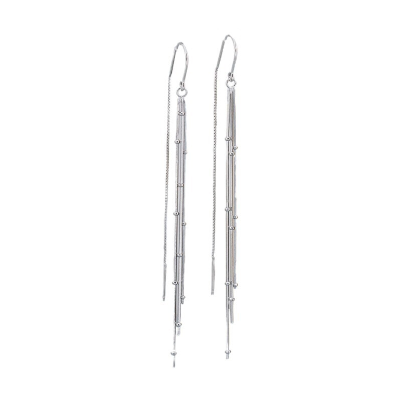 Round Face Ear Chain for Women Long Snake Bone Chain Tassel Earrings