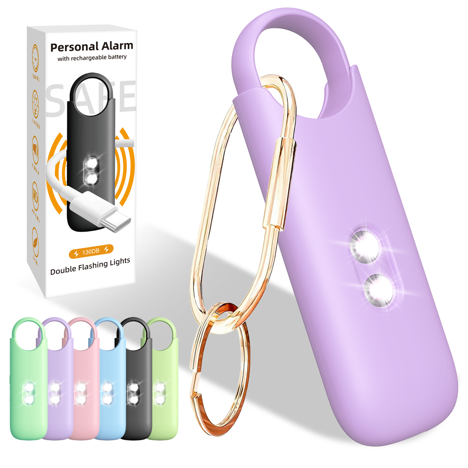 Charging Alarm Outdoor Portable Women Self-defense Dual Strobe Light Sound and Light Anti-wolf Self-defense Portable for Women