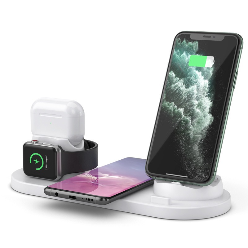 New 6-in-1 Wireless Charger Watch Earphone Phone Stand Wireless Charger Desktop Fast Charging