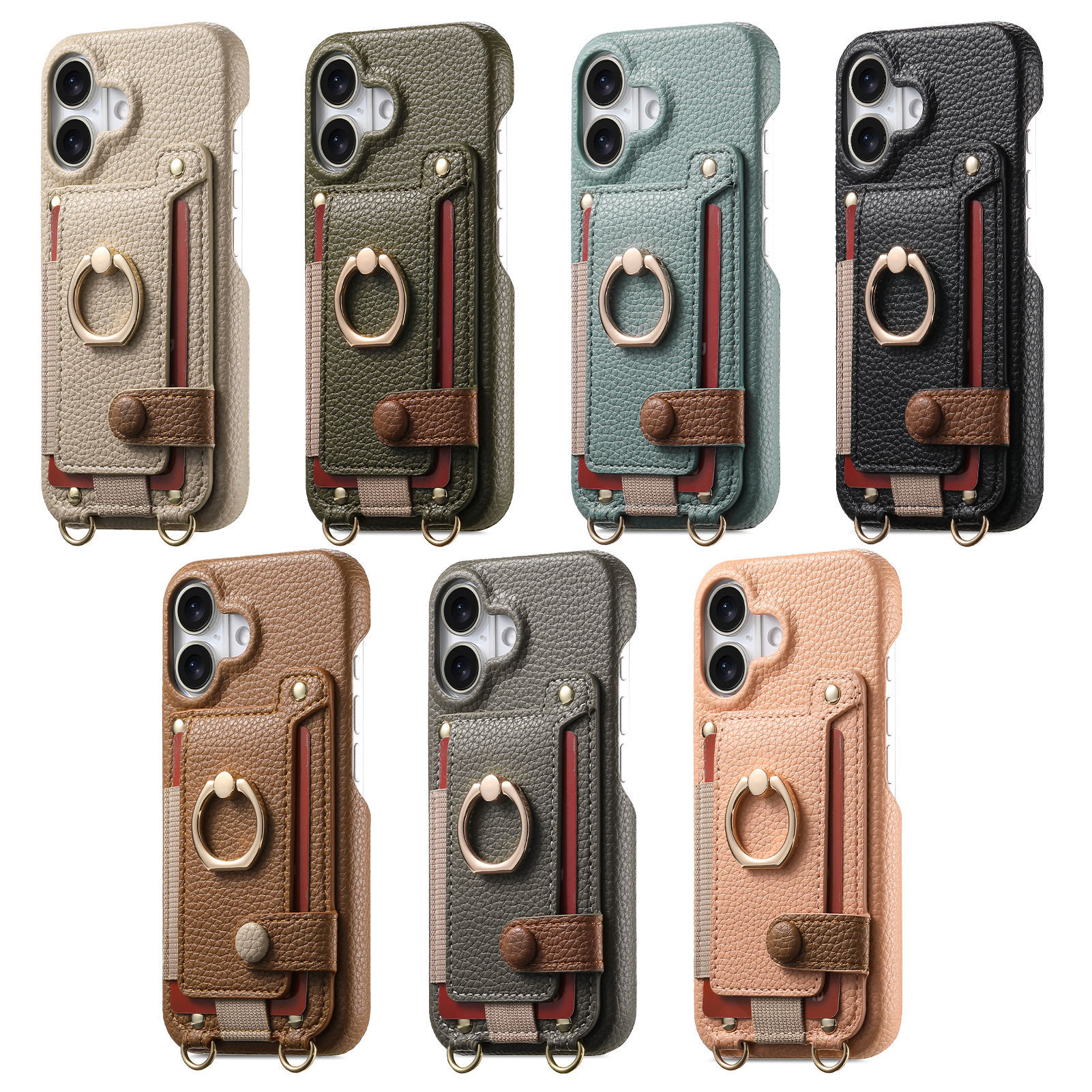 For Apple 18 crossbody phone case long lanyard card slot storage iPhone18 phone leather case 12 anti-drop case 11