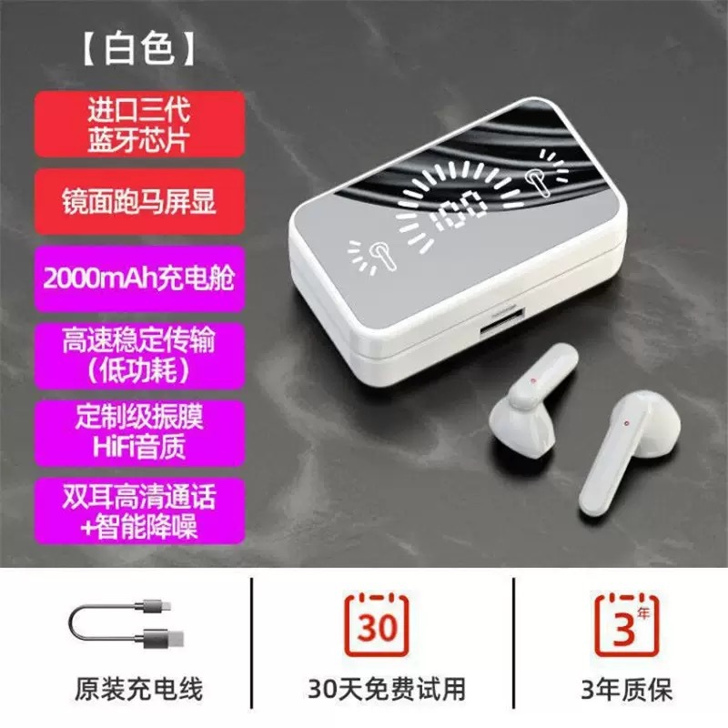 s20 bluetooth headset ultra-long battery life digital display large capacity semi-in-ear low-bass earphones