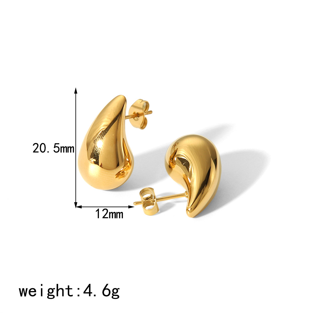 Chubby hollow drop earrings stainless steel earrings 18k gold geometric ear stud earrings