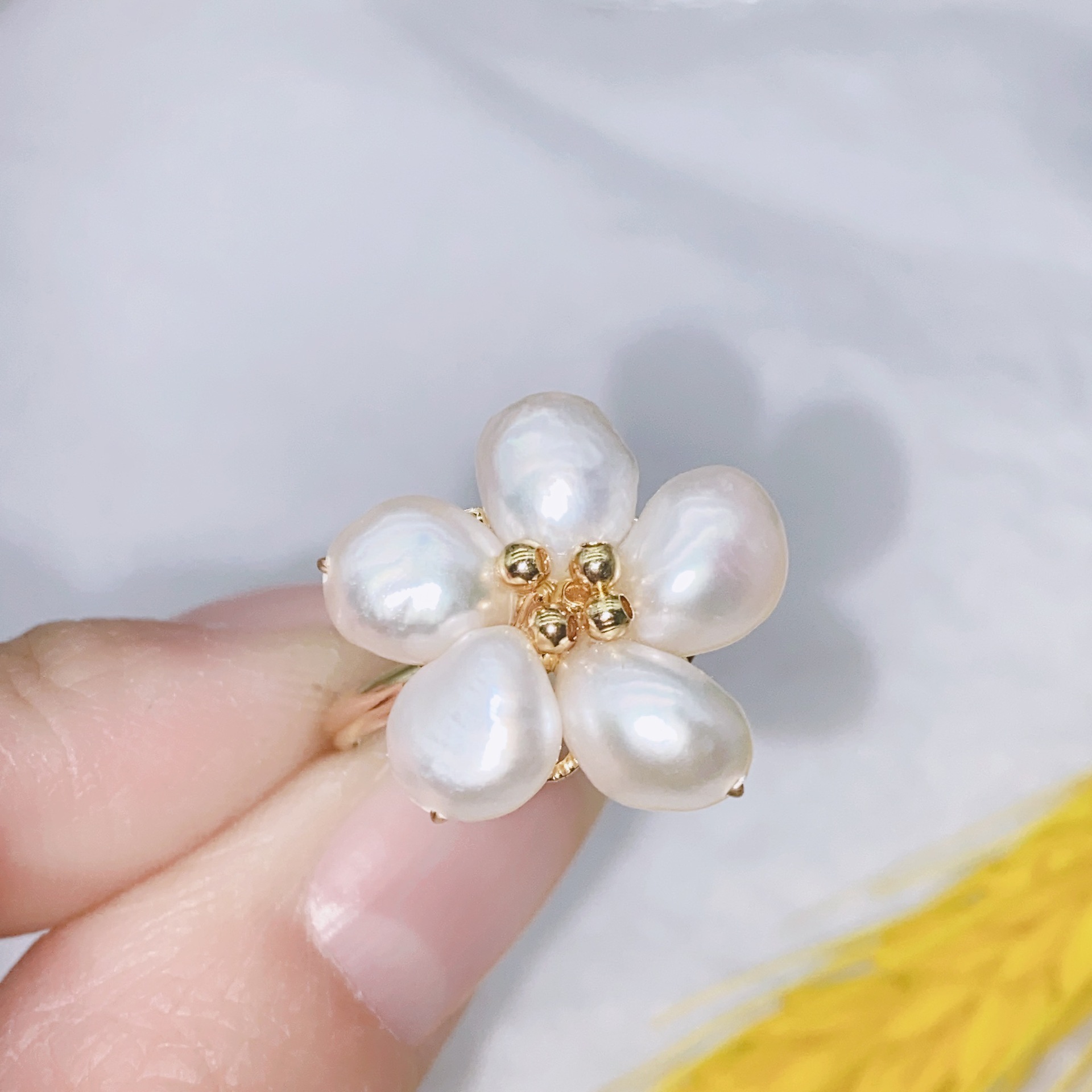 925 Needle Baroque Pearl Five-Petal Flower Earrings Original Design Style Earrings