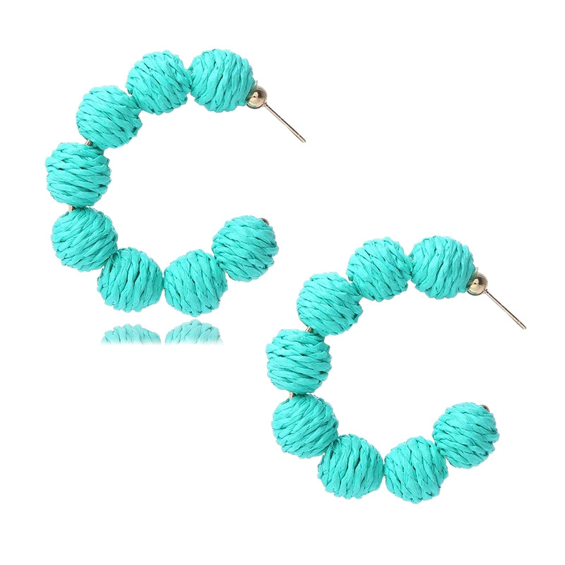 Colorful cute raffia earrings women purple blue unique bohemian earrings