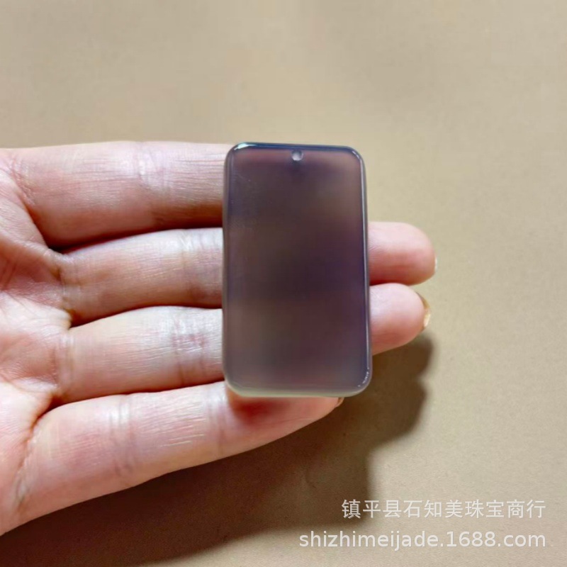 Natural Ice Seed Agate Chalcedony Small Square Pendant Men Women Peace No Event Pendant Live Broadcast