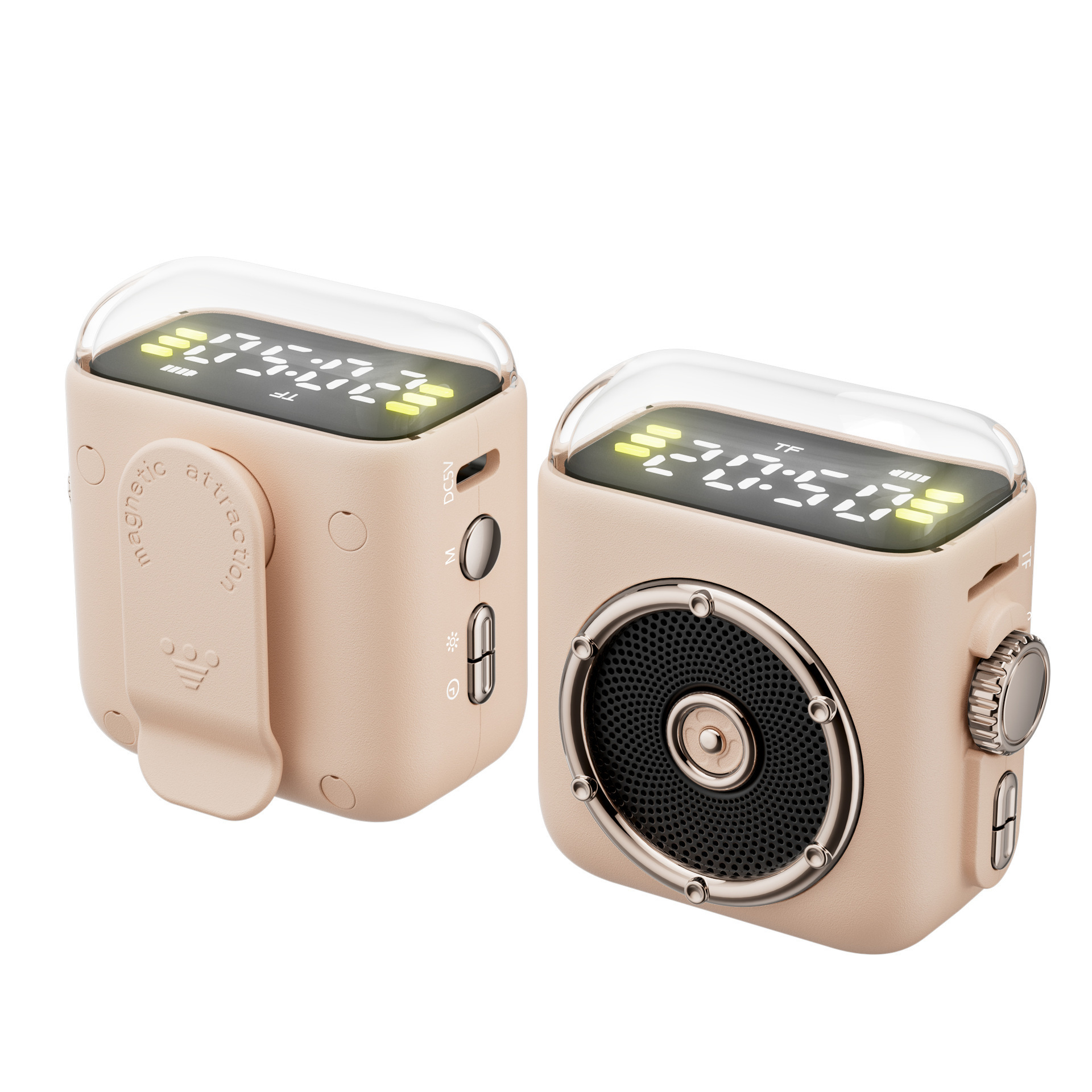 P6 Magnetic Bluetooth Speaker Wireless Outdoor Card Insert Subwoofer Small Audio Back Clip Night Light Clock