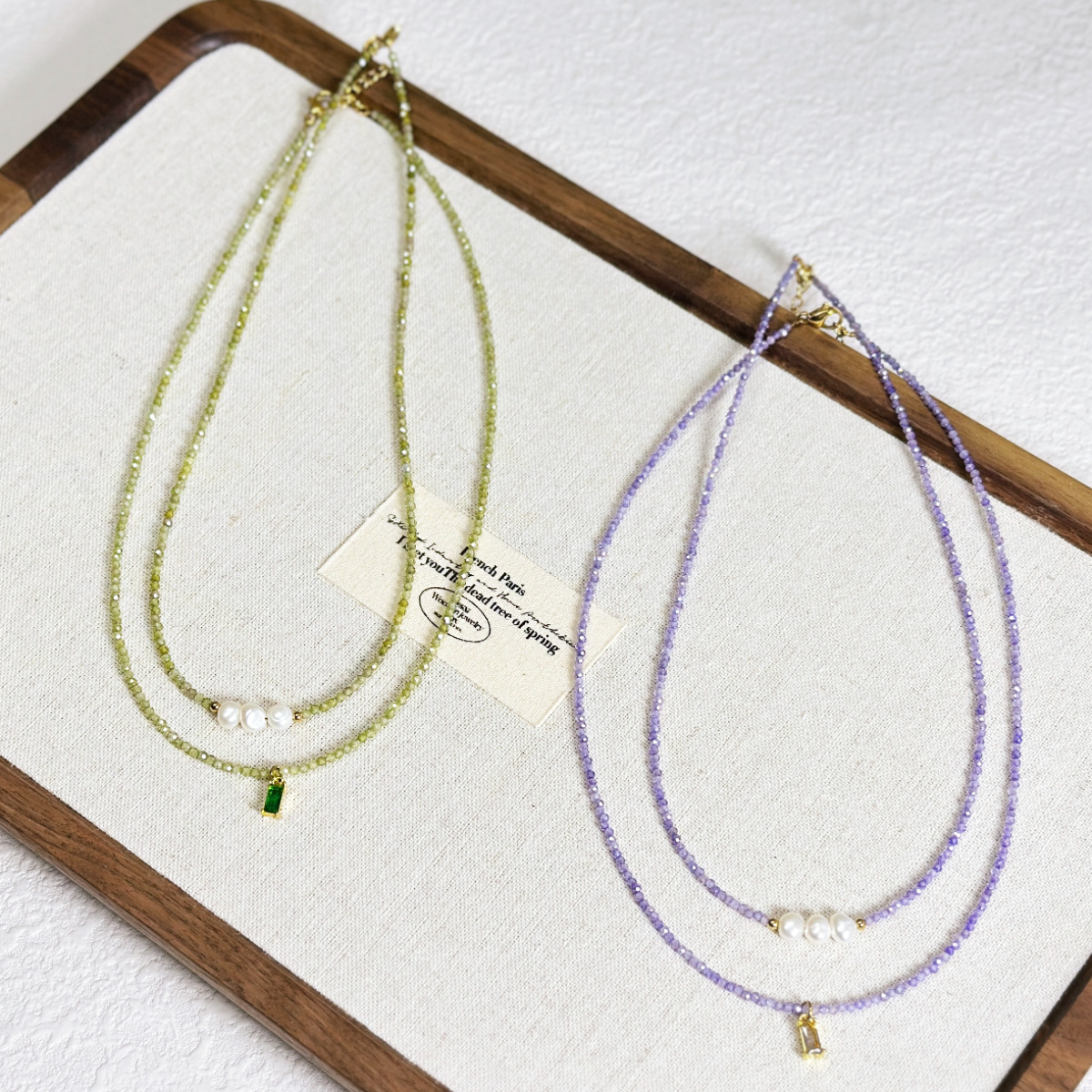 Minimalist Faceted Zircon Necklace Japanese Korean Style Beaded Necklace Simple Super Fairy Collarbone Chain