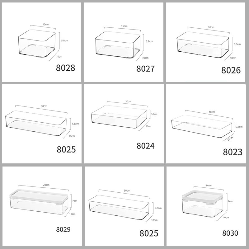 Desktop storage box, transparent acrylic, narrow and long, rectangular for mirror cabinet, cosmetics, stationery, pen, chopsticks