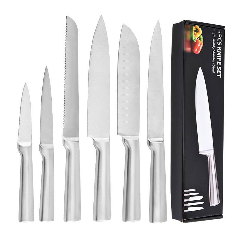 Stainless steel knife set full steel five-piece set hollow handle chef knife kitchen vegetable knife Japanese style knife fruit knife