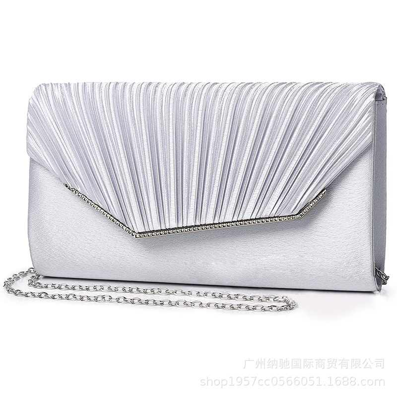 Evening bag pleated clutch dress bag crossbody single shoulder bag bride bag banquet bag