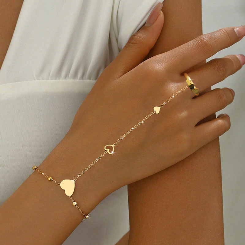 BS0007 Stainless Steel Hand Back Chain Open Ring Bracelet Integrated Women's Jewelry Bracelet Accessory