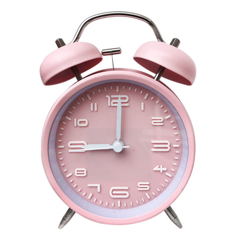 4-Inch Metal Bell Alarm Clock Ultra-Silent 3D Digital Scale Colorful Large Alarm Clock