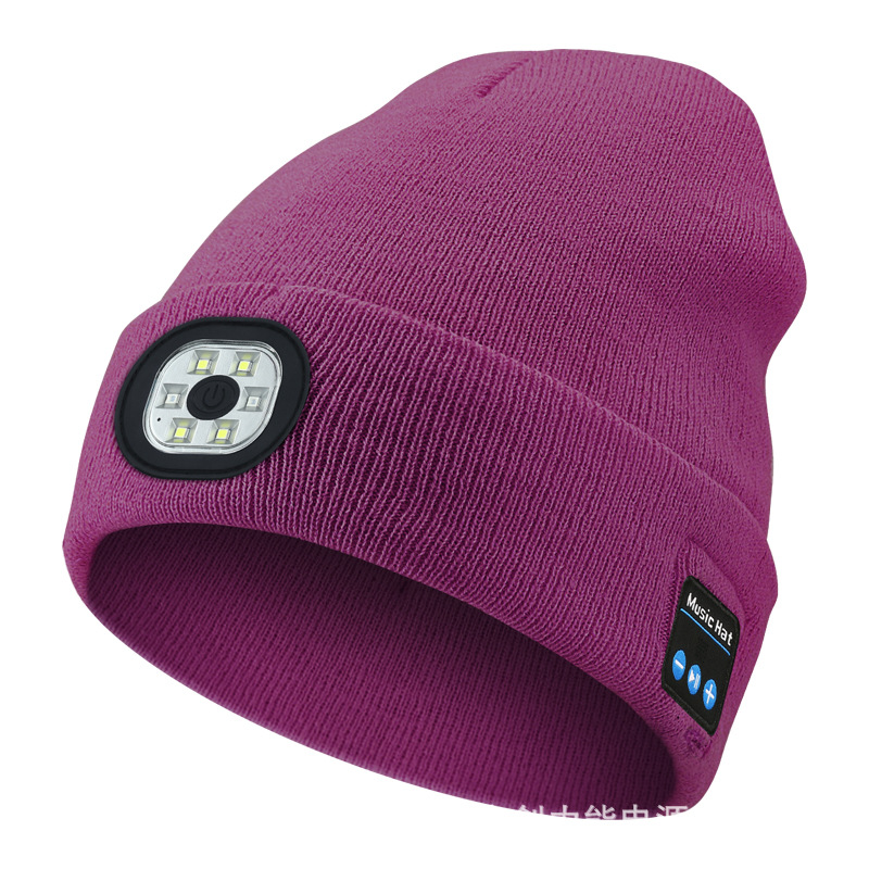 Multifunctional Glowing Bluetooth Music Headphone Lamp Hat Night Running Cycling LED Lighting Knitted Hat