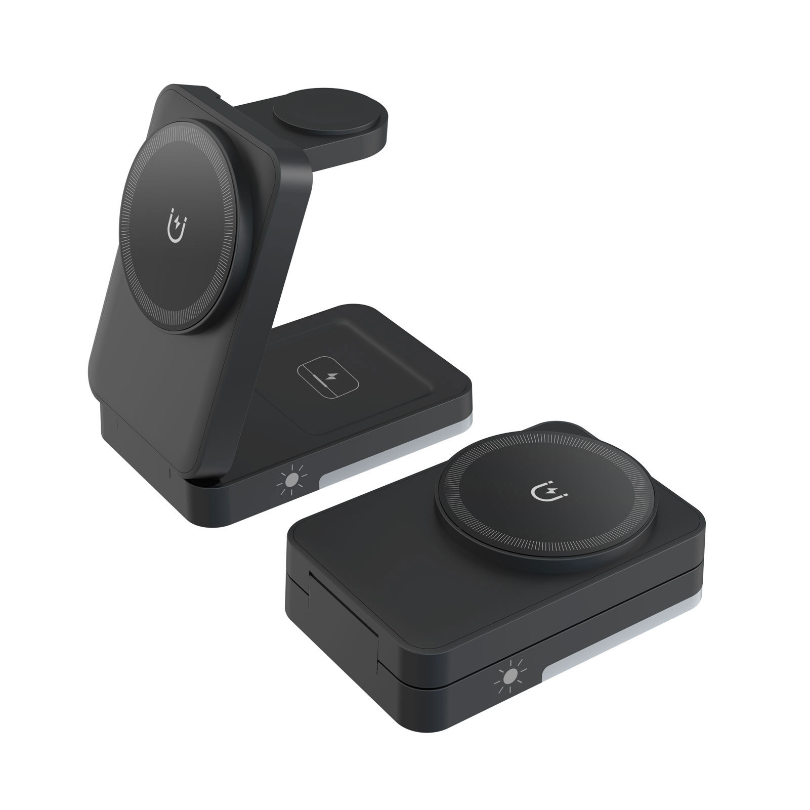 Magnetic wireless phone headset charger 15W foldable three-in-one stand wireless charger