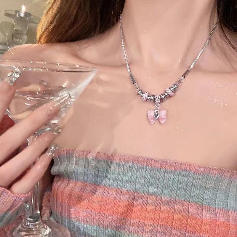 Pearl rhinestone water drop flower necklace collarbone chain niche evening dress necklace women