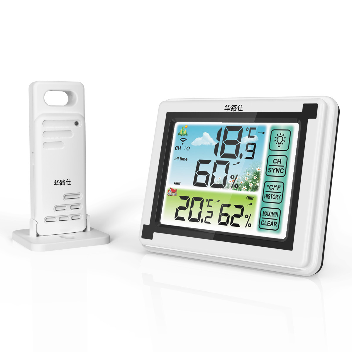 【Color Screen Weather Clock】New Indoor Outdoor Wireless Thermometer Hygrometer Large Screen Temperature Humidity Monitoring Weather Station
