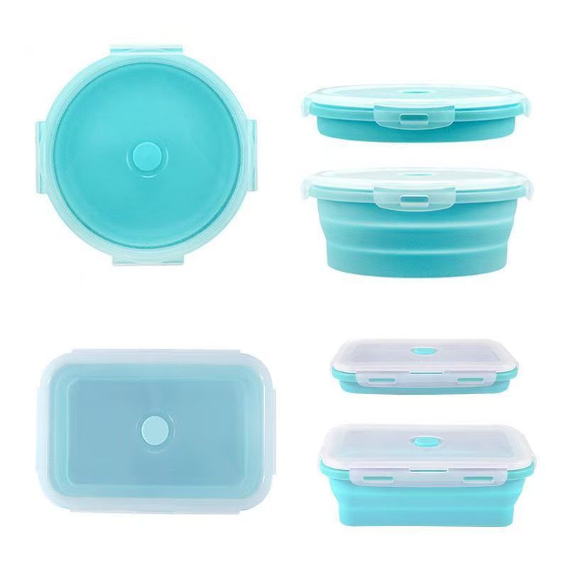 Food-grade folding silicone storage box, microwaveable lunch box, portable sealed meal box