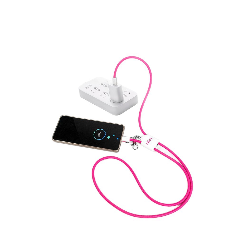Gift 4-in-1 Diagonal Hanging Lanyard Data Cable Wearable Multi-Function Fast Charging Corporate Gift Preferred Neck Hanging