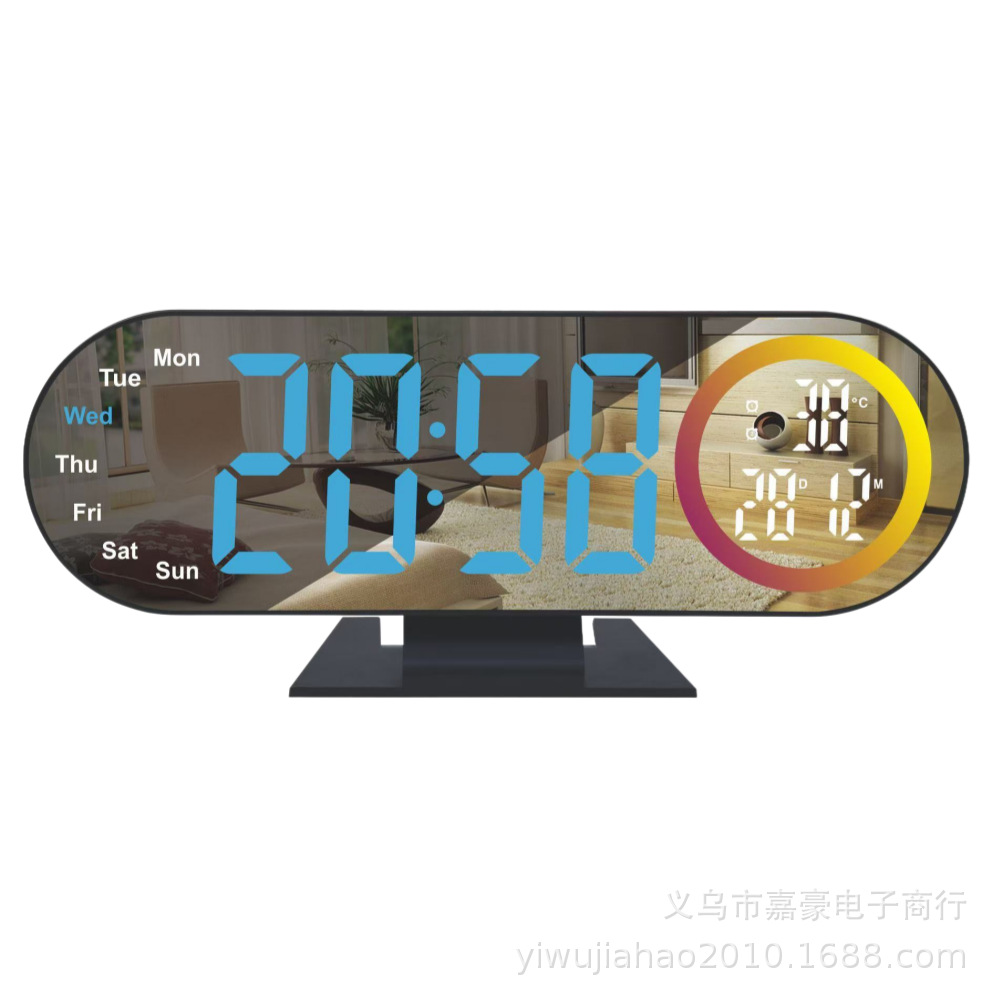 New Colorful Clock Living Room Clock Large Screen LED Digital Alarm Clock Timer Mirror Electronic Clock
