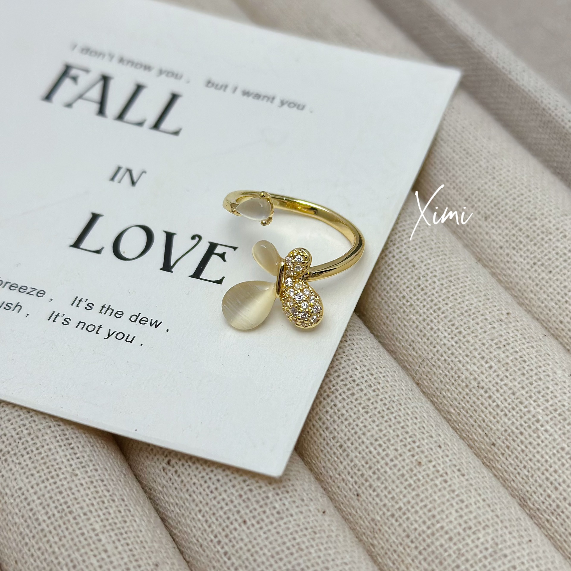 Cat Eye Butterfly Ring for Women Open Index Finger Ring New Band