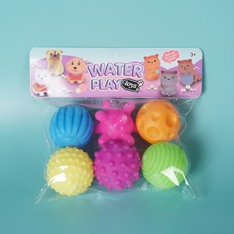 Cross-Border Baby Hand-Grabbing Ball Toy Manhattan Children's Soft Rubber Touch Massage Vinyl Educational Bath Toy Ball