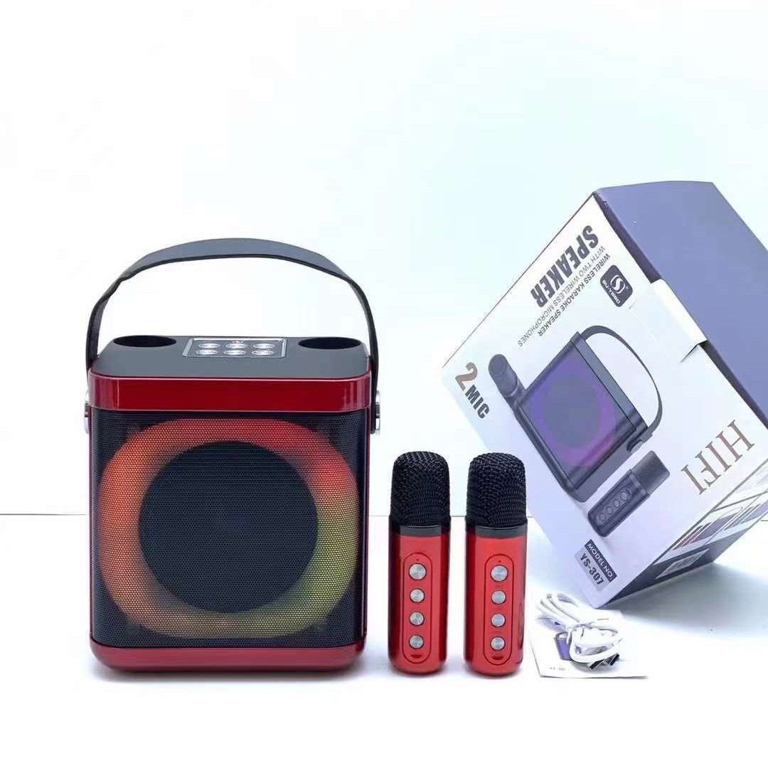 YS307 Karaoke Set KTV Sound Wireless Bluetooth Dual Microphone Speaker Microphone All-in-One