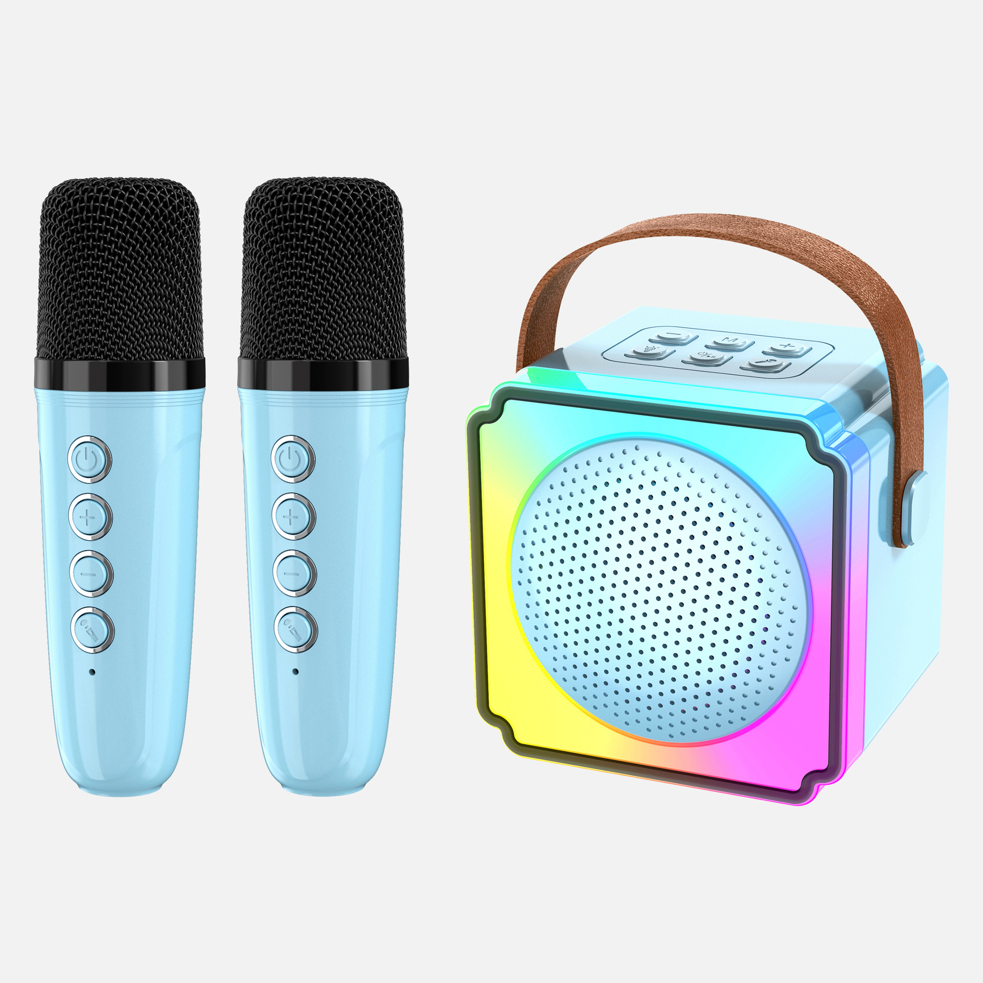 Karaoke Machine Microphone Speaker All-in-One Bluetooth Speaker K Song Microphone Colorful Dual Microphone Sound