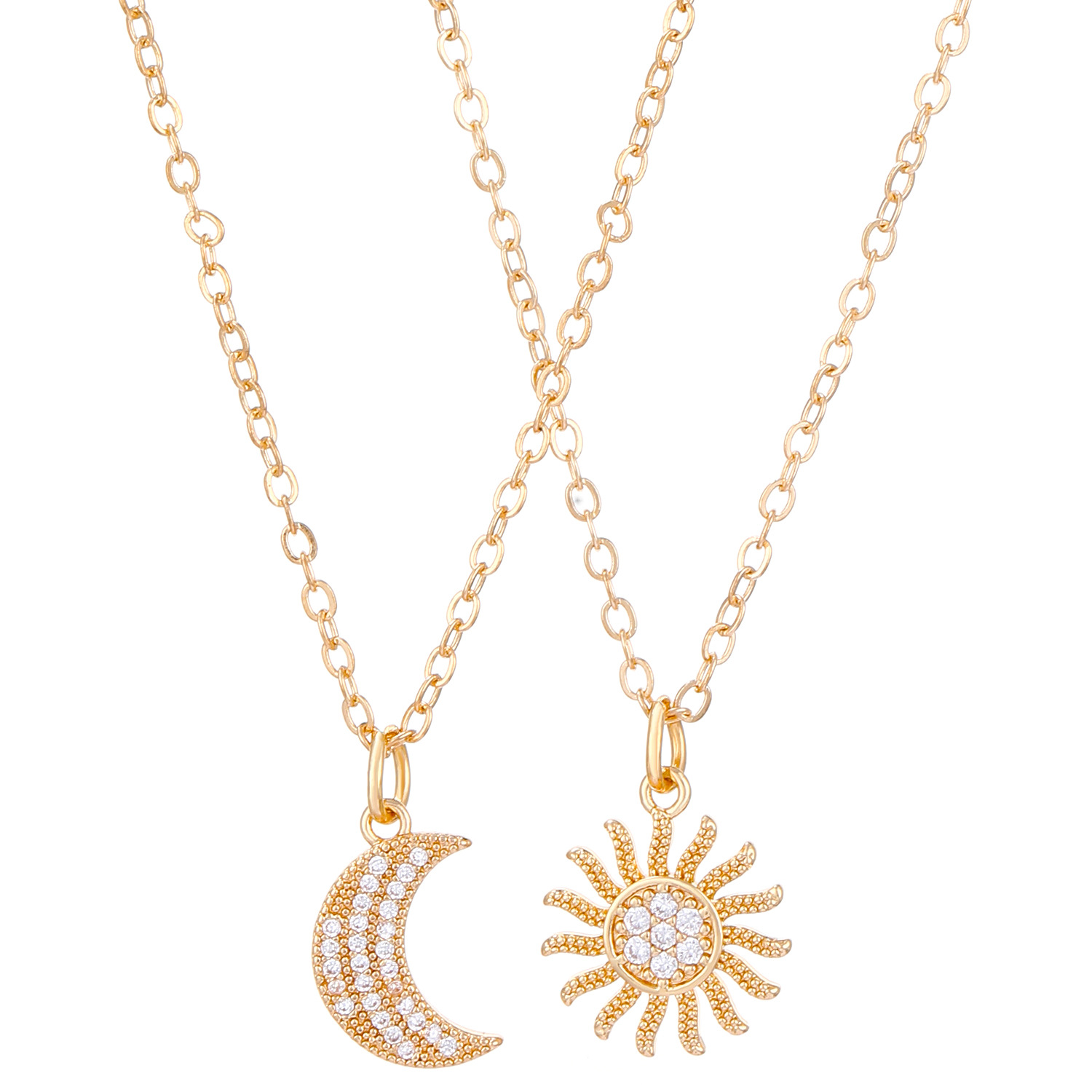 New Moon Sun Couple Necklace Magnetic Sun Moon Collarbone Chain Valentine's Day Gift for Men and Women