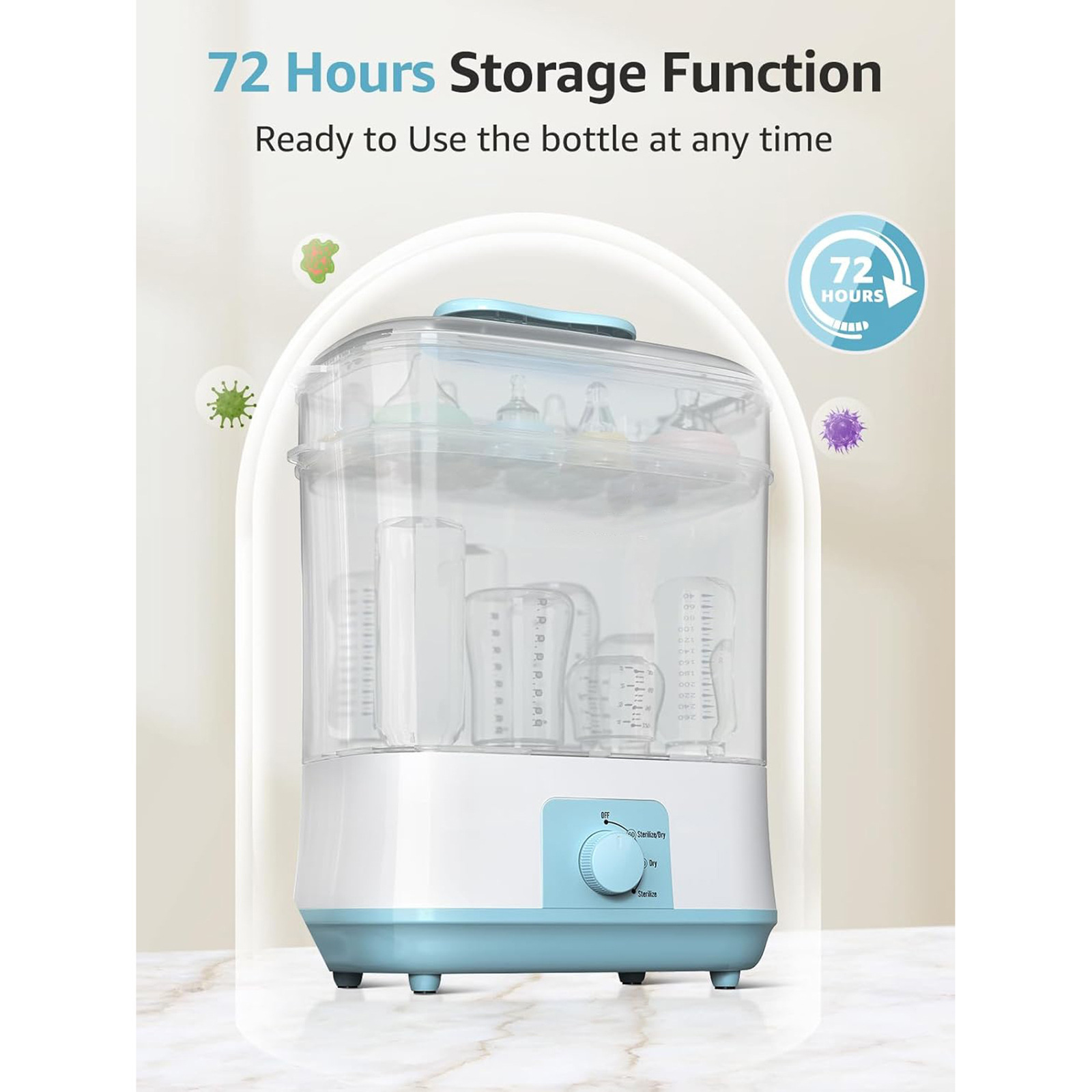 Baby Bottle Sterilizer and Dryer 2-in-1 Large Capacity for Baby