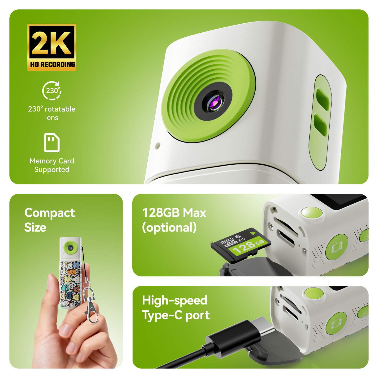 G10 New 2K Lipstick Camera Campus Life Student Digital Mini Camera HD Filter Can Take Photos and Record Videos