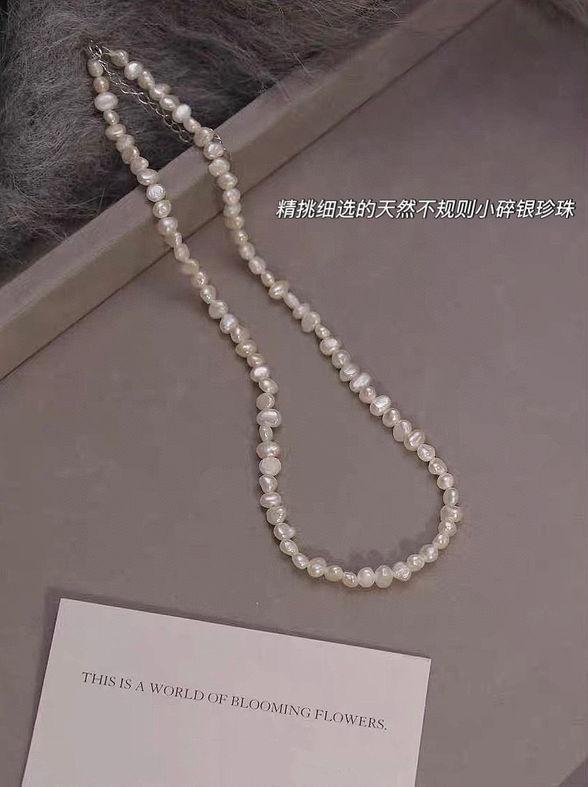 Double Layer Stackable Baroque Collarbone Chain Pendant Niche Zhuji Natural Freshwater Pearl Necklace for Women