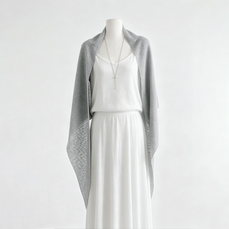 Spring and summer thin bamboo knot cotton triangle shawl Tencel linen blend air-conditioned cardigan outer scarf