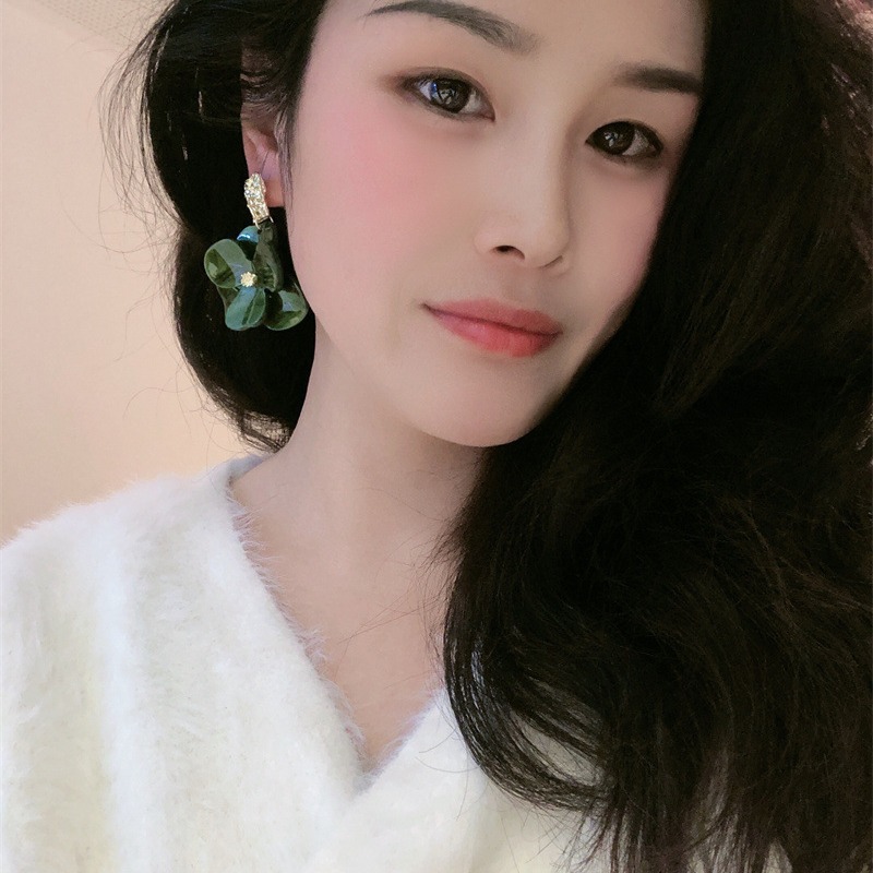 Simple Design Acetate Acrylic Flower Earrings Super Ethereal Exaggerated Petal Ear Studs