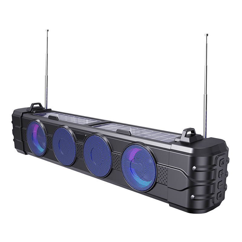 Soundbar Bluetooth Speaker Strip with Color Lights Desktop Outdoor Solar Bluetooth Speaker Subwoofer