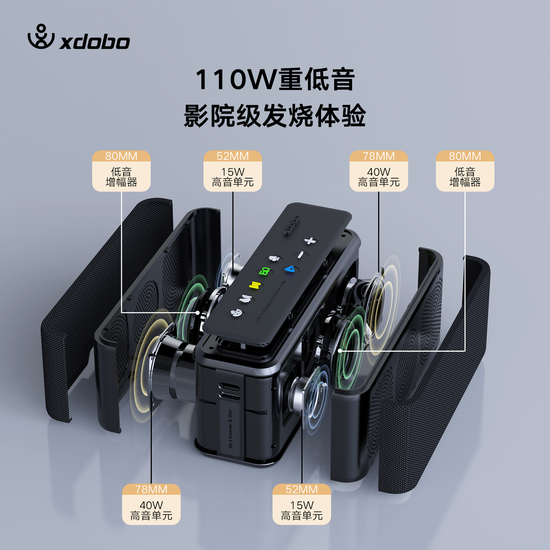 XDOBO X8 MAX 100W High-Power Outdoor Portable Bluetooth Speaker Supports TWS Computer Audio