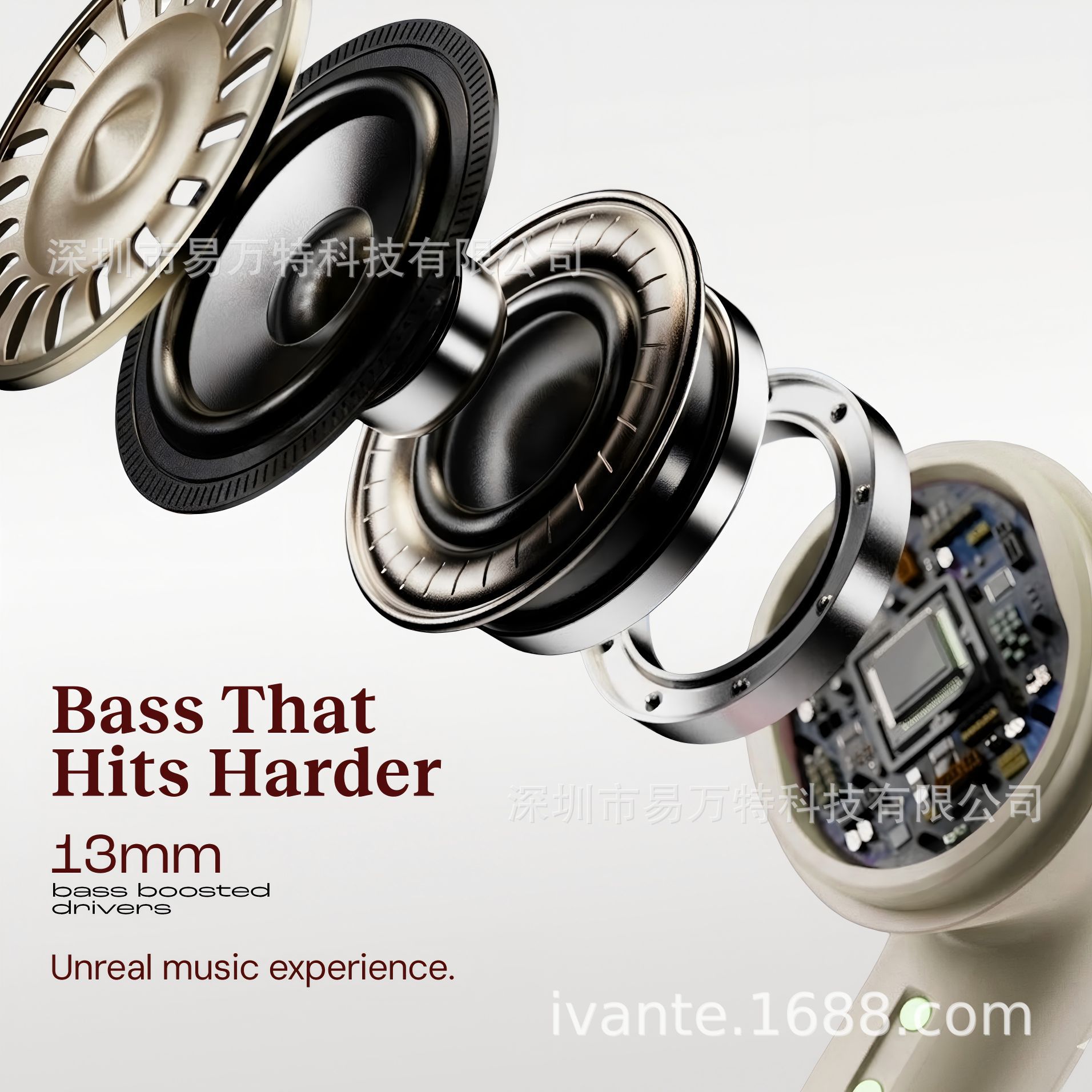 IVANTE Private Mold S49E Call ANC Active Noise Reduction Low Latency Ultra-Thin TWS In-Ear Bluetooth Headphones