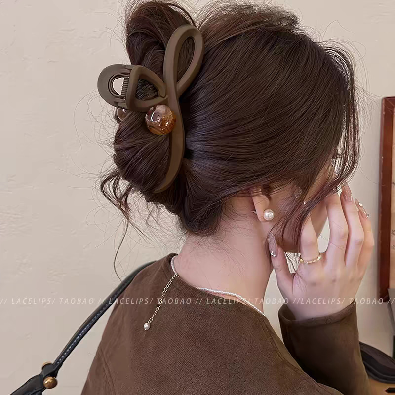 10#磨砂咖色丝带发抓【13cm】